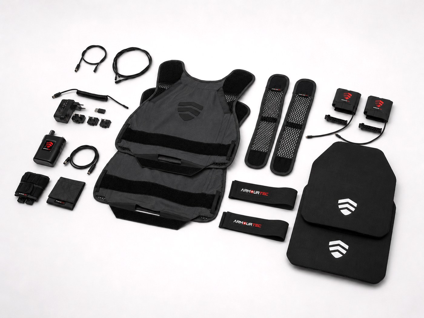 AIR-Plate Vest Set — complete cooling vest with plates, micro-fan modules, power controller, power packs, wiring and straps